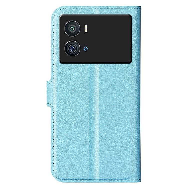 Litchi Texture Phone Case for vivo iQOO 9 Pro, Wallet Phone Stand PU Leather Protective Cover - Blue