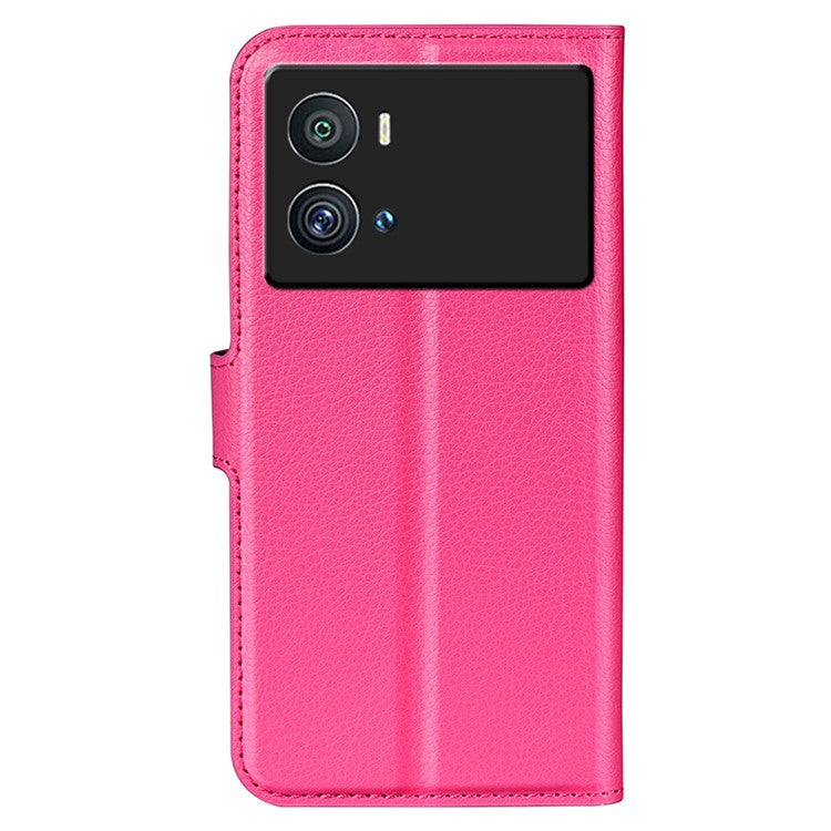 Litchi Texture Phone Case for vivo iQOO 9 Pro, Wallet Phone Stand PU Leather Protective Cover - Rose