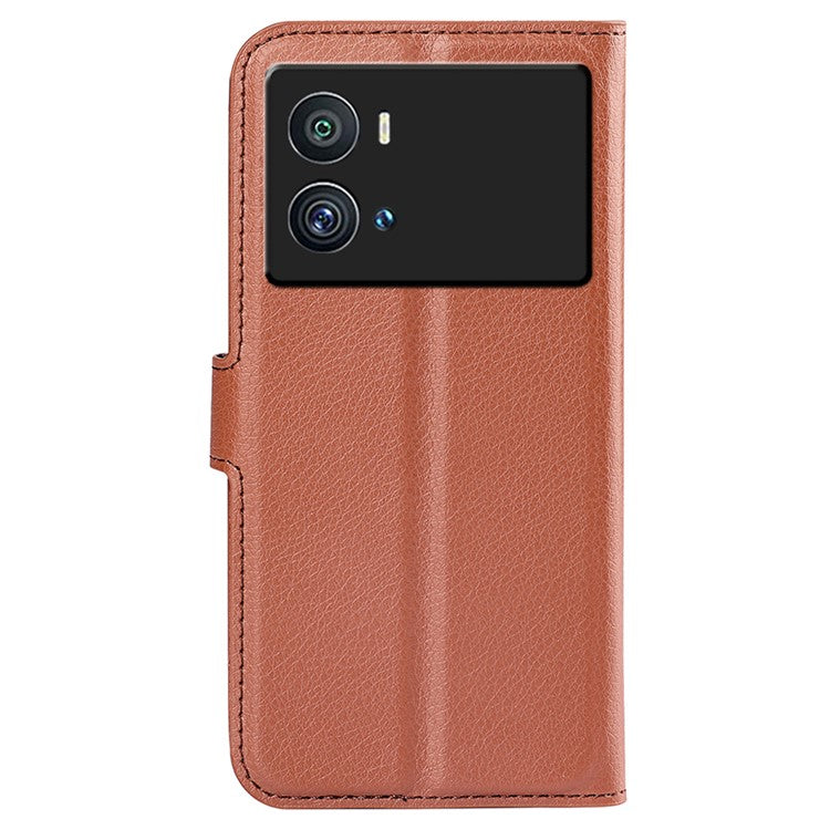 Litchi Texture Phone Case for vivo iQOO 9 Pro, Wallet Phone Stand PU Leather Protective Cover - Brown