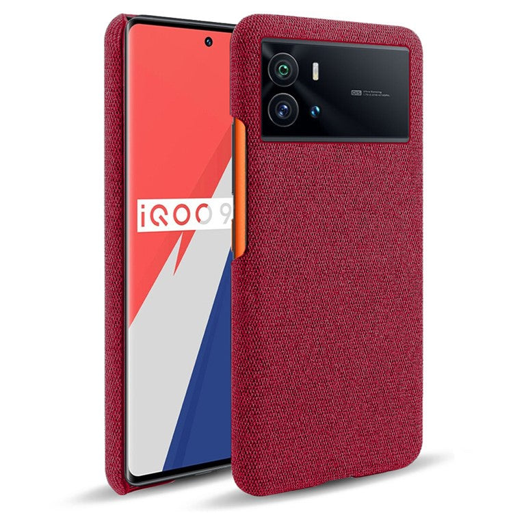 For vivo iQOO 9 Pro Cloth Coated Hard PC Anti-drop Cell Phone Protective Case Back Cover - Red