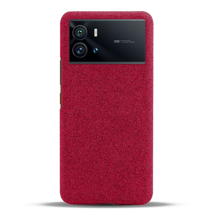 For vivo iQOO 9 Pro Cloth Coated Hard PC Anti-drop Cell Phone Protective Case Back Cover - Red