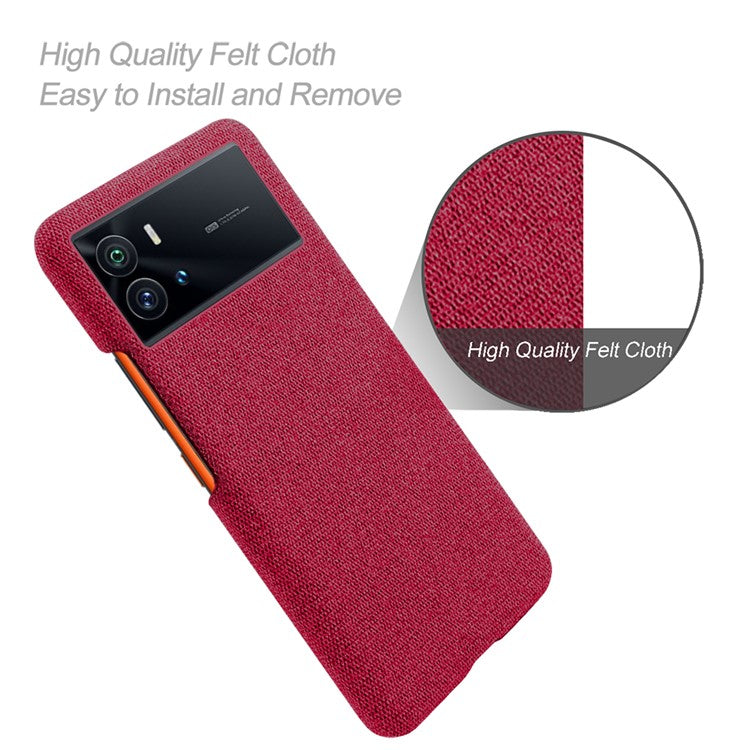 For vivo iQOO 9 Pro Cloth Coated Hard PC Anti-drop Cell Phone Protective Case Back Cover - Red