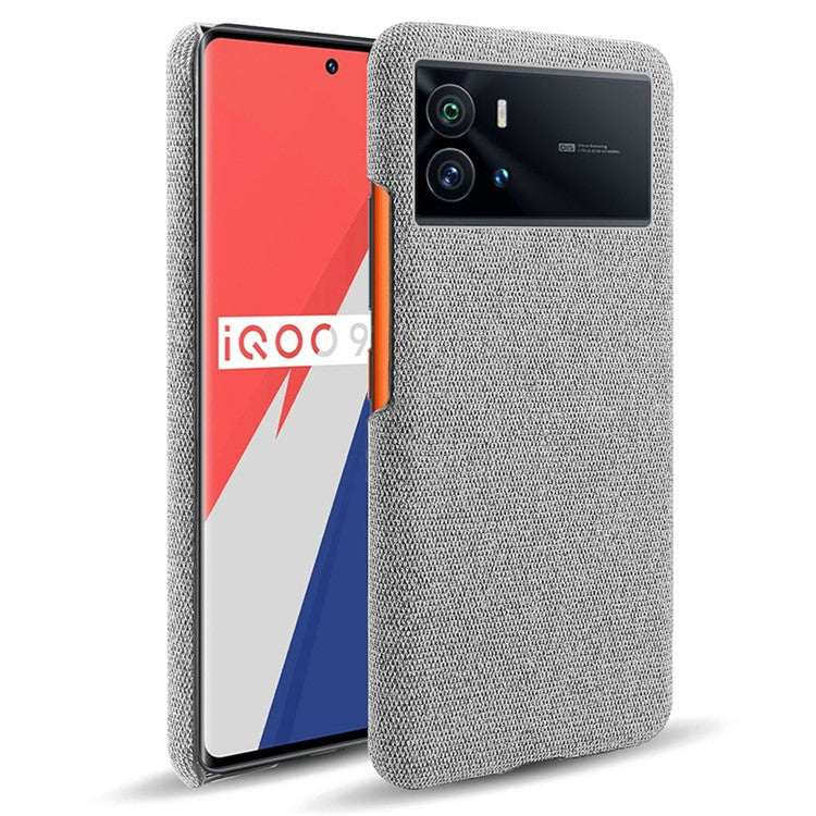 For vivo iQOO 9 Pro Cloth Coated Hard PC Anti-drop Cell Phone Protective Case Back Cover - Light Grey