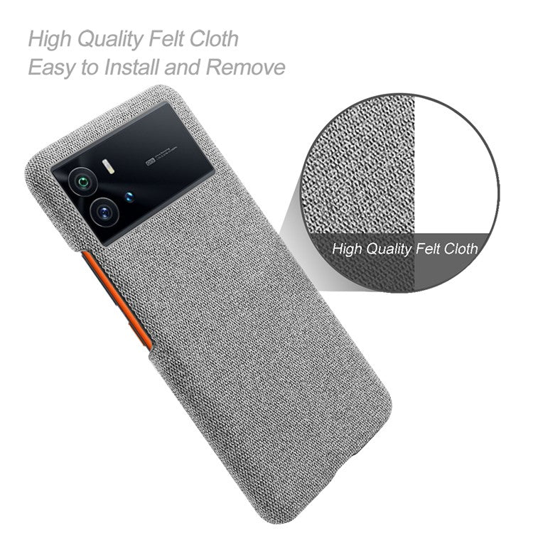 For vivo iQOO 9 Pro Cloth Coated Hard PC Anti-drop Cell Phone Protective Case Back Cover - Light Grey