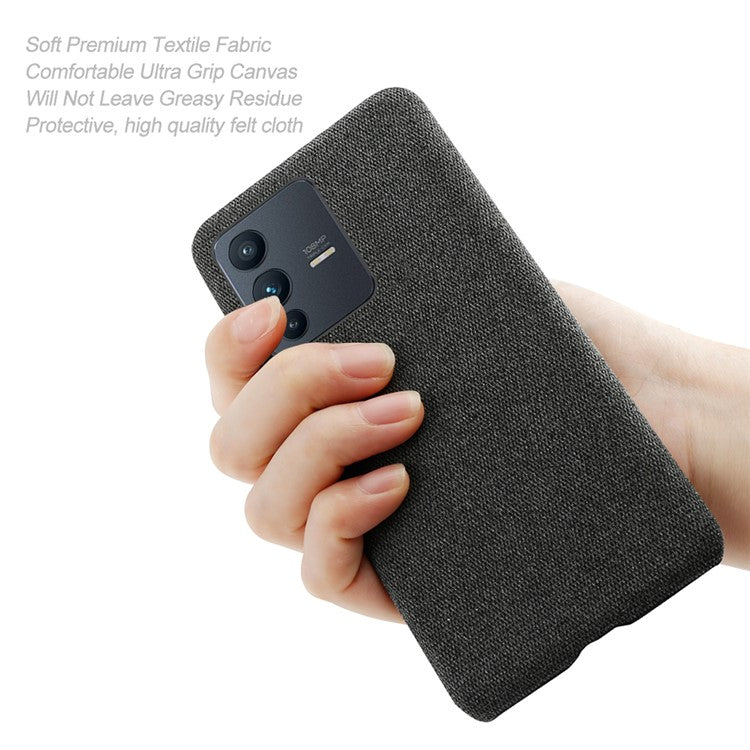 For vivo V23 Pro / S12 Pro Shockproof Cloth Texture + PC Protective Case Heat Dissipation Incomplete Covering Back Shell - Black