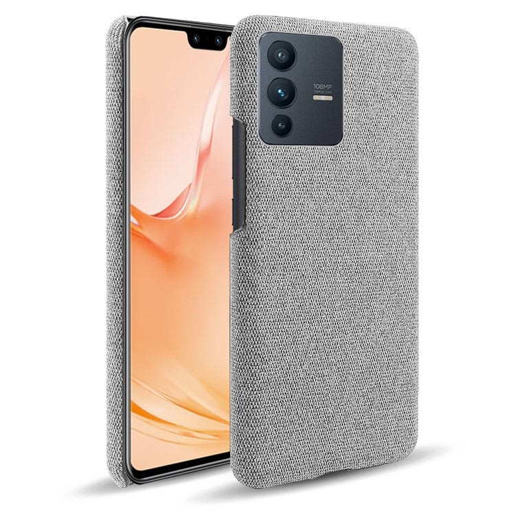 For vivo V23 Pro / S12 Pro Shockproof Cloth Texture + PC Protective Case Heat Dissipation Incomplete Covering Back Shell - Light Grey