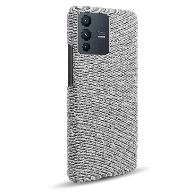 For vivo V23 Pro / S12 Pro Shockproof Cloth Texture + PC Protective Case Heat Dissipation Incomplete Covering Back Shell - Light Grey