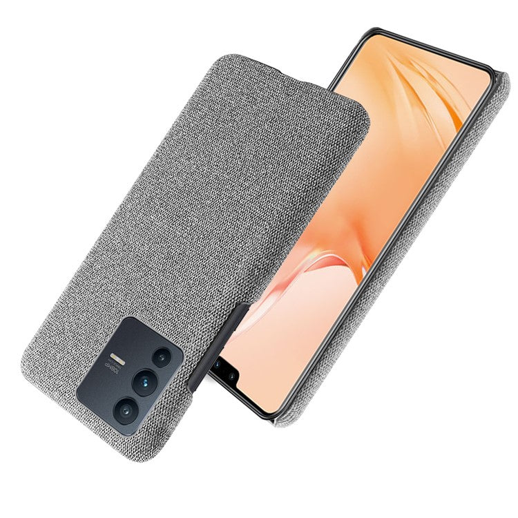 For vivo V23 Pro / S12 Pro Shockproof Cloth Texture + PC Protective Case Heat Dissipation Incomplete Covering Back Shell - Light Grey