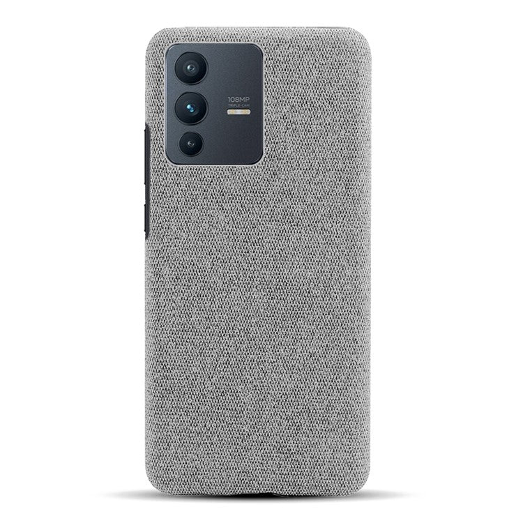 For vivo V23 Pro / S12 Pro Shockproof Cloth Texture + PC Protective Case Heat Dissipation Incomplete Covering Back Shell - Light Grey