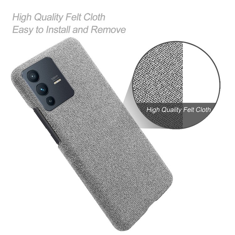 For vivo V23 Pro / S12 Pro Shockproof Cloth Texture + PC Protective Case Heat Dissipation Incomplete Covering Back Shell - Light Grey