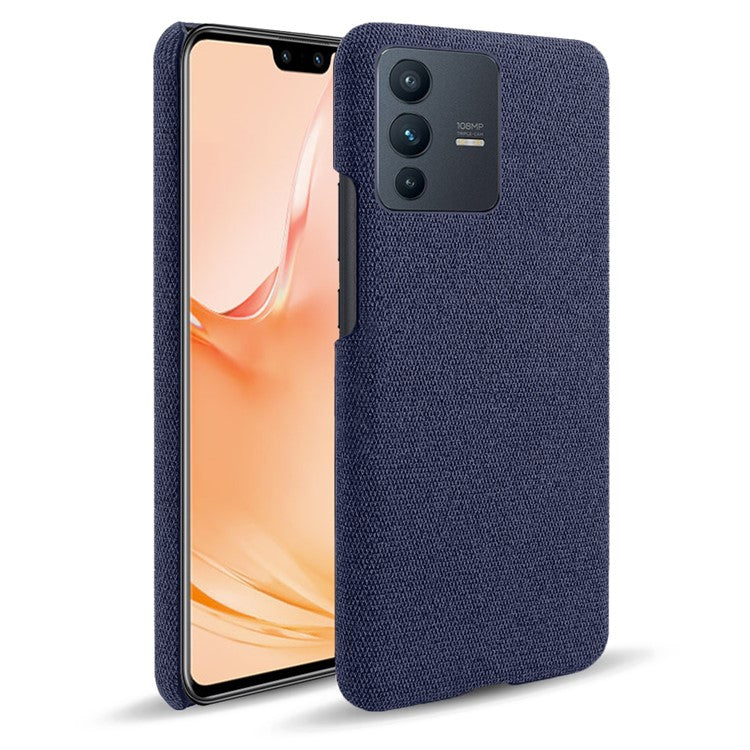 For vivo V23 Pro / S12 Pro Shockproof Cloth Texture + PC Protective Case Heat Dissipation Incomplete Covering Back Shell - Blue