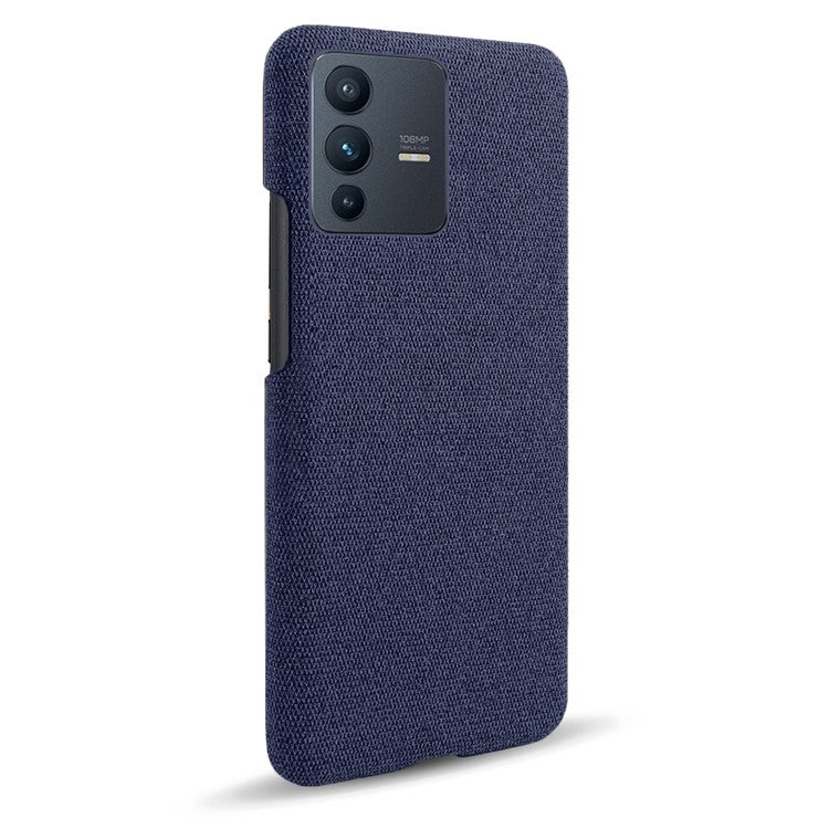 For vivo V23 Pro / S12 Pro Shockproof Cloth Texture + PC Protective Case Heat Dissipation Incomplete Covering Back Shell - Blue