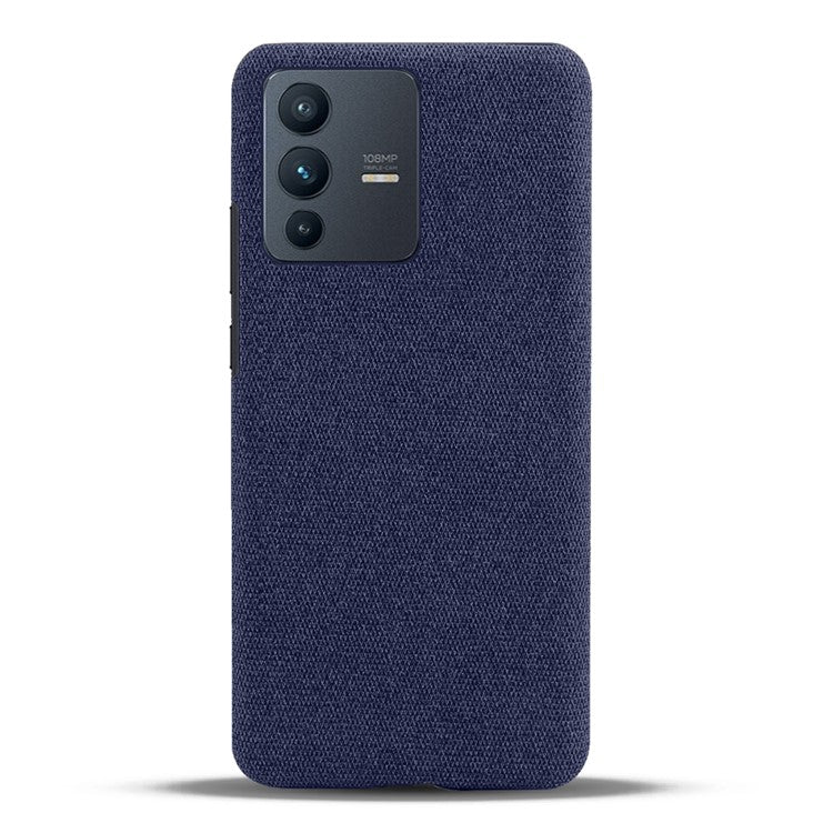 For vivo V23 Pro / S12 Pro Shockproof Cloth Texture + PC Protective Case Heat Dissipation Incomplete Covering Back Shell - Blue