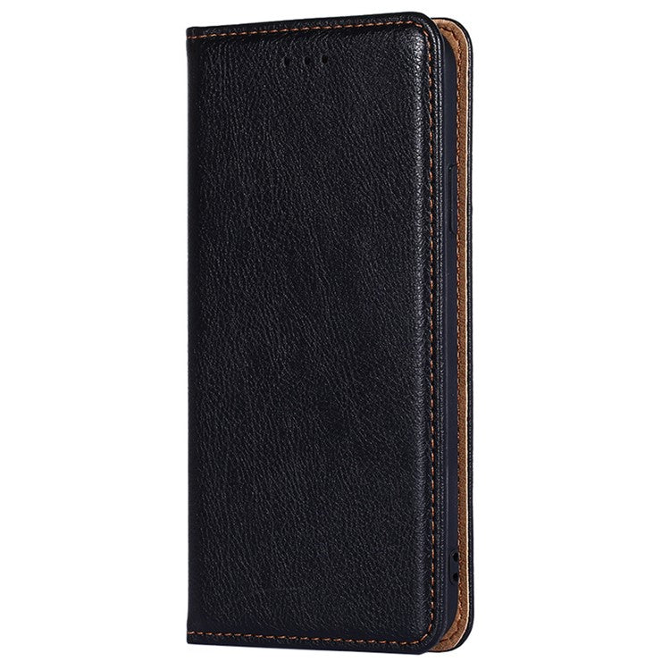 For Realme 9i / Oppo A36/A76 Shockproof PU Leather Wallet Case Viewing Stand Magnetic Absorption TPU Shell Folio Flip Cover - Black