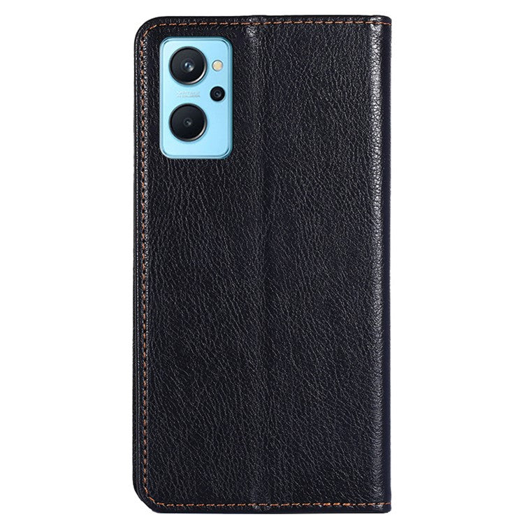 For Realme 9i / Oppo A36/A76 Shockproof PU Leather Wallet Case Viewing Stand Magnetic Absorption TPU Shell Folio Flip Cover - Black