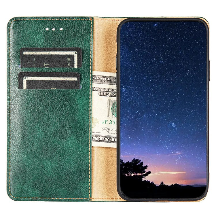 For Realme 9i / Oppo A36/A76 Shockproof PU Leather Wallet Case Viewing Stand Magnetic Absorption TPU Shell Folio Flip Cover - Black