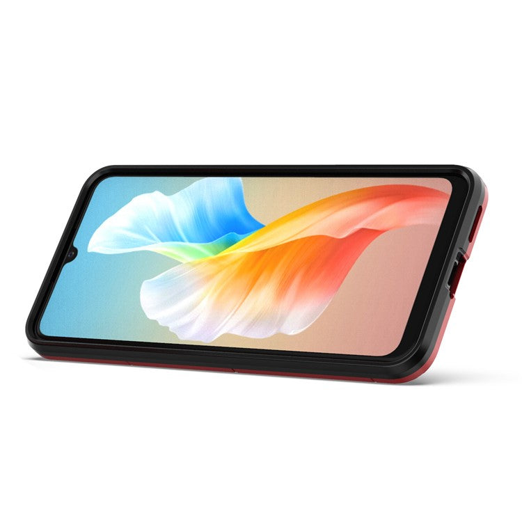 PC + TPU Combo Hybrid Phone Protective Cover for vivo S10e/V23e 4G Landscape Viewing Ring Kickstand Case Phone Accessory - Red