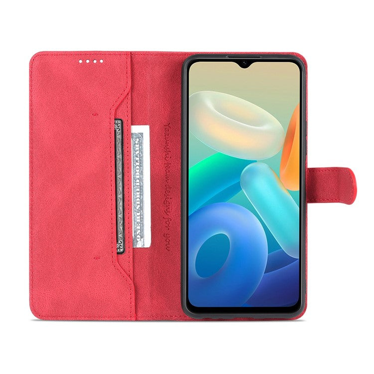 AZNS Phone Case for vivo Y76s/Y74s, PU Leather Wallet Folding Stand Magnetic Scratch-proof Flip Cover - Red