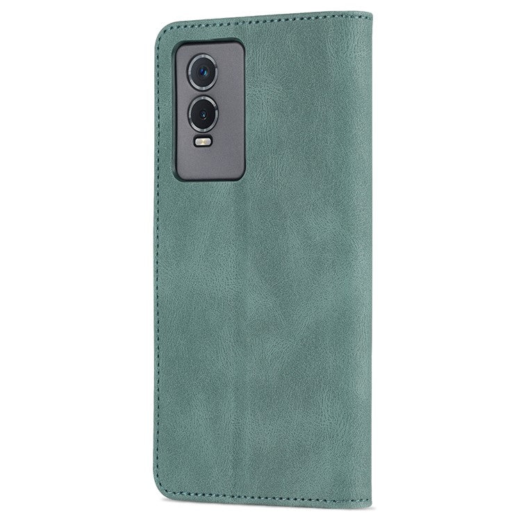 AZNS Phone Case for vivo Y76s/Y74s, PU Leather Wallet Folding Stand Magnetic Scratch-proof Flip Cover - Green