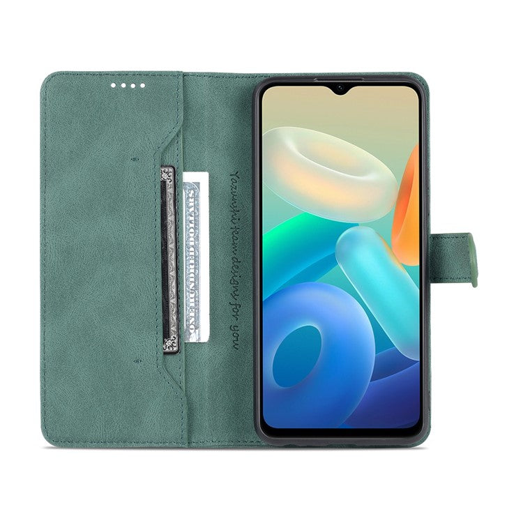 AZNS Phone Case for vivo Y76s/Y74s, PU Leather Wallet Folding Stand Magnetic Scratch-proof Flip Cover - Green