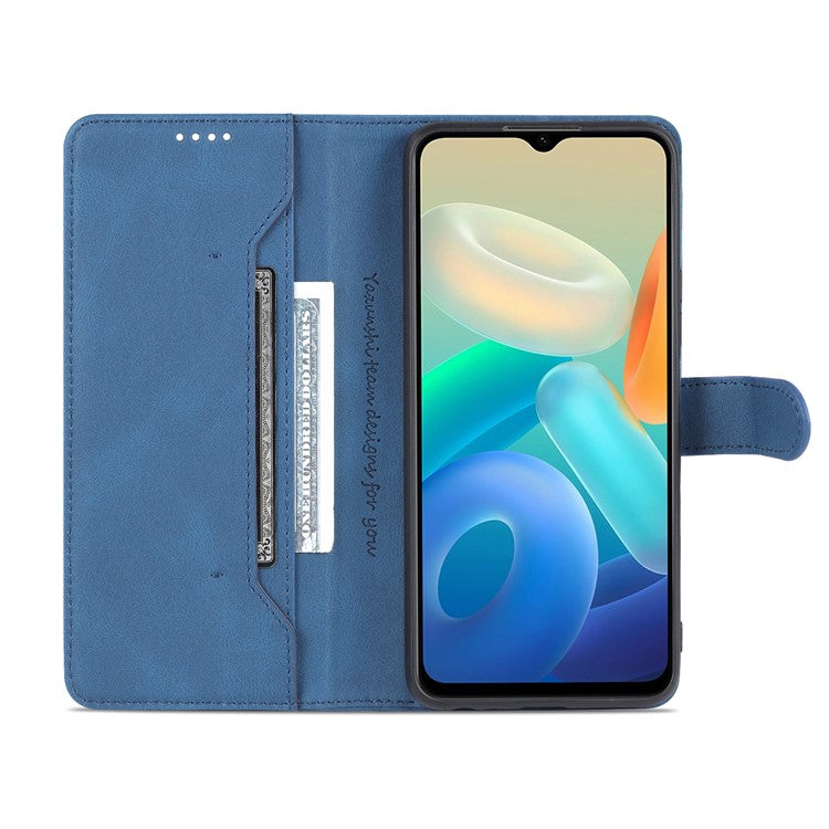 AZNS Phone Case for vivo Y76s/Y74s, PU Leather Wallet Folding Stand Magnetic Scratch-proof Flip Cover - Blue