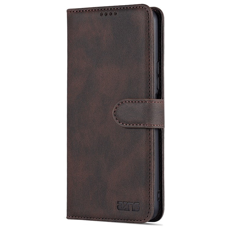 AZNS Phone Case for vivo Y76s / Y74s, PU Leather Wallet Folding Stand Magnetic Scratch-proof Flip Cover - Brown