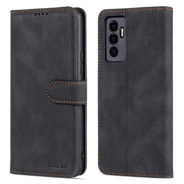 AZNS for vivo S10e 5G/V23e 4G/5G Phone Case, Folio Stand Wallet Magnetic PU Leather Protect Folio Cover - Black