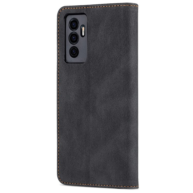 AZNS for vivo S10e 5G/V23e 4G/5G Phone Case, Folio Stand Wallet Magnetic PU Leather Protect Folio Cover - Black