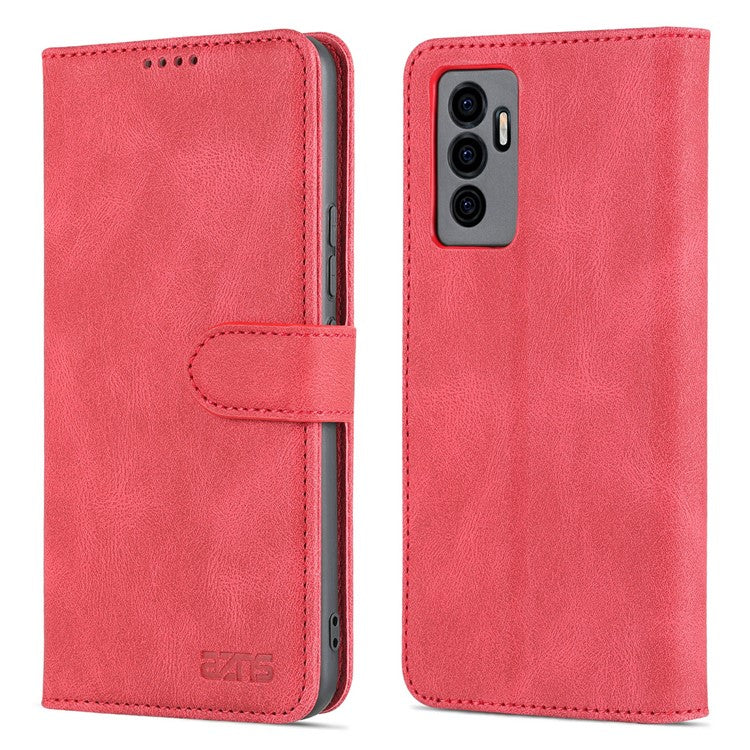 AZNS for vivo S10e 5G/V23e 4G/5G Phone Case, Folio Stand Wallet Magnetic PU Leather Protect Folio Cover - Red