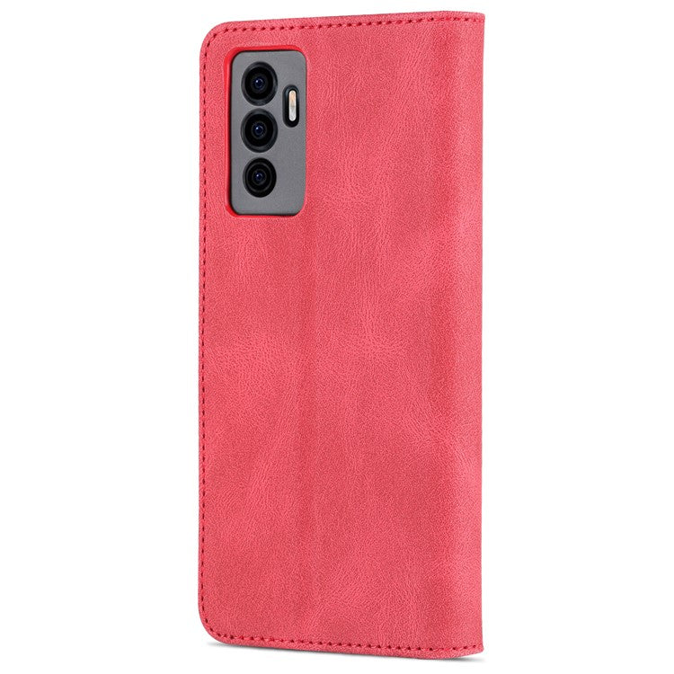 AZNS for vivo S10e 5G/V23e 4G/5G Phone Case, Folio Stand Wallet Magnetic PU Leather Protect Folio Cover - Red