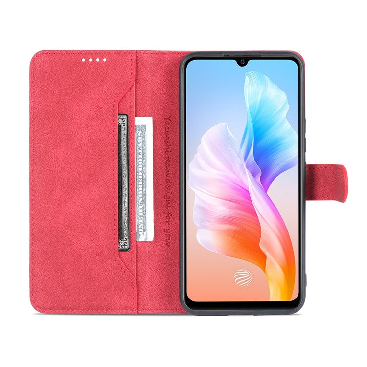 AZNS for vivo S10e 5G/V23e 4G/5G Phone Case, Folio Stand Wallet Magnetic PU Leather Protect Folio Cover - Red