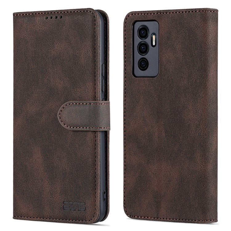 AZNS for vivo S10e 5G/V23e 4G/5G Phone Case, Folio Stand Wallet Magnetic PU Leather Protect Folio Cover - Brown