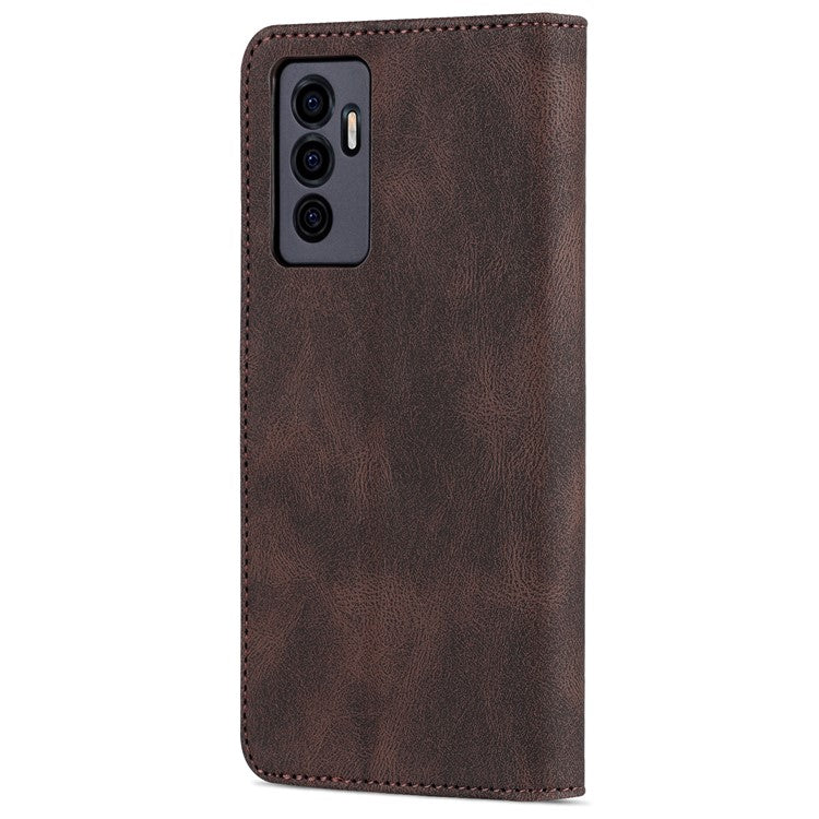 AZNS for vivo S10e 5G/V23e 4G/5G Phone Case, Folio Stand Wallet Magnetic PU Leather Protect Folio Cover - Brown