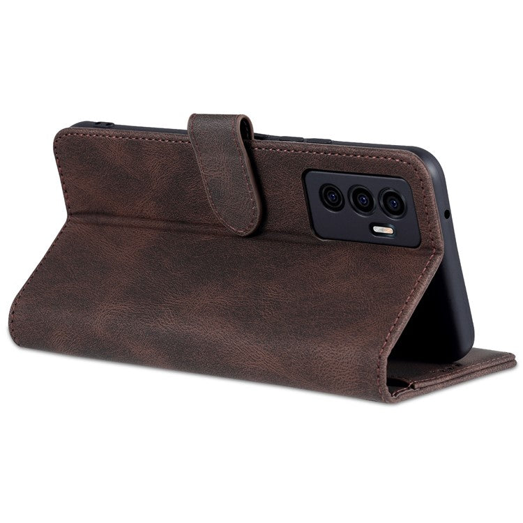 AZNS for vivo S10e 5G/V23e 4G/5G Phone Case, Folio Stand Wallet Magnetic PU Leather Protect Folio Cover - Brown