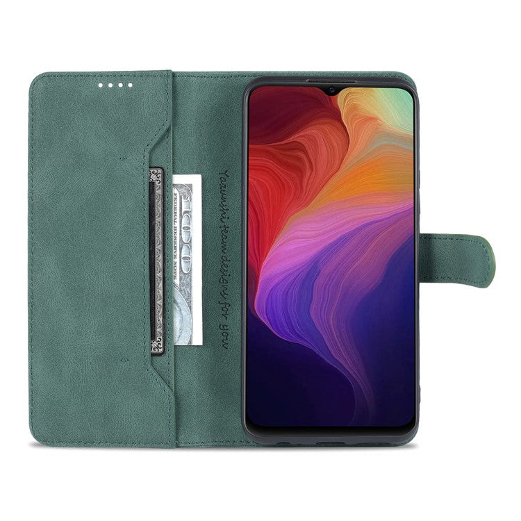 AZNS PU Leather Cover for vivo Y15a/Y15s, Shockproof Anti-scratch Wallet Stand TPU Interior Shell Case - Green