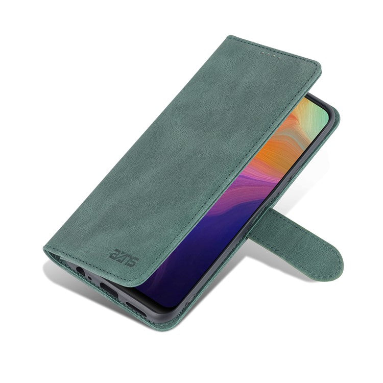 AZNS PU Leather Cover for vivo Y15a/Y15s, Shockproof Anti-scratch Wallet Stand TPU Interior Shell Case - Green