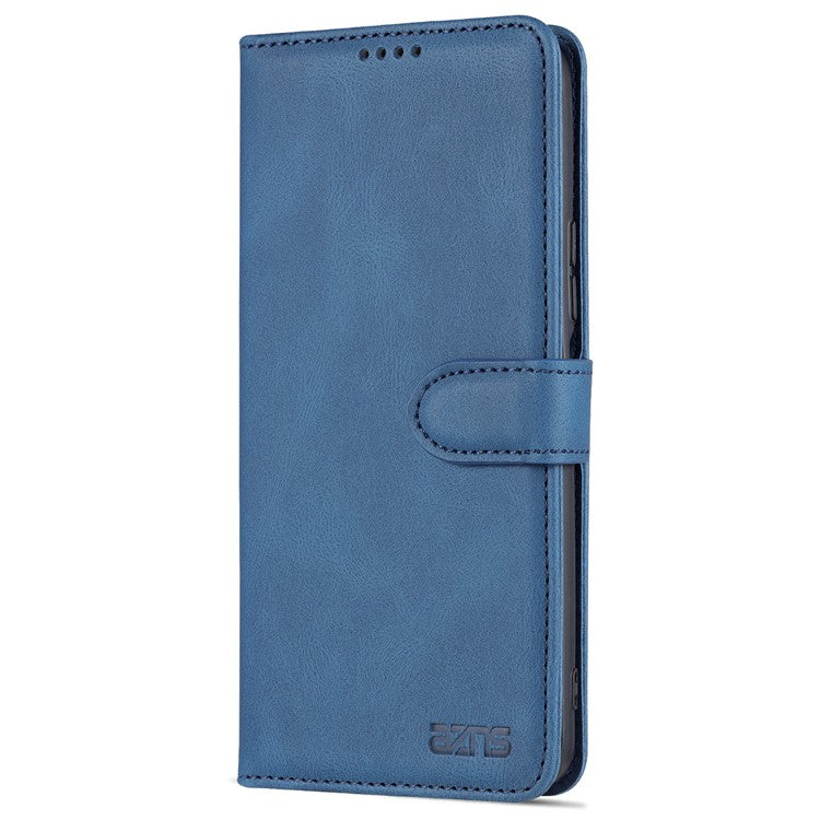 AZNS PU Leather Cover for vivo Y15a/Y15s, Shockproof Anti-scratch Wallet Stand TPU Interior Shell Case - Blue