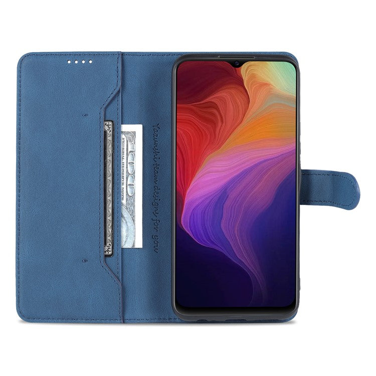 AZNS PU Leather Cover for vivo Y15a/Y15s, Shockproof Anti-scratch Wallet Stand TPU Interior Shell Case - Blue