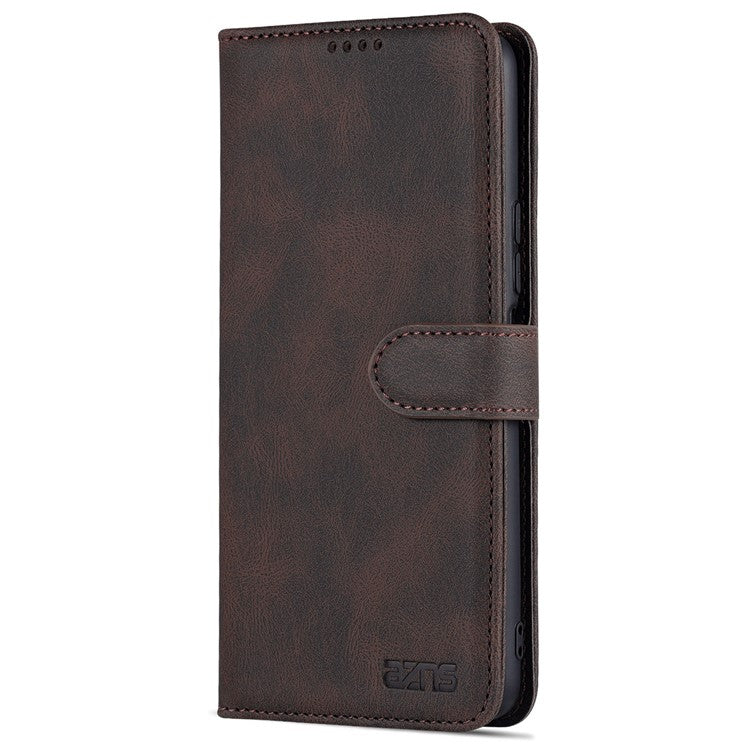 AZNS PU Leather Cover for vivo Y15a/Y15s, Shockproof Anti-scratch Wallet Stand TPU Interior Shell Case - Brown