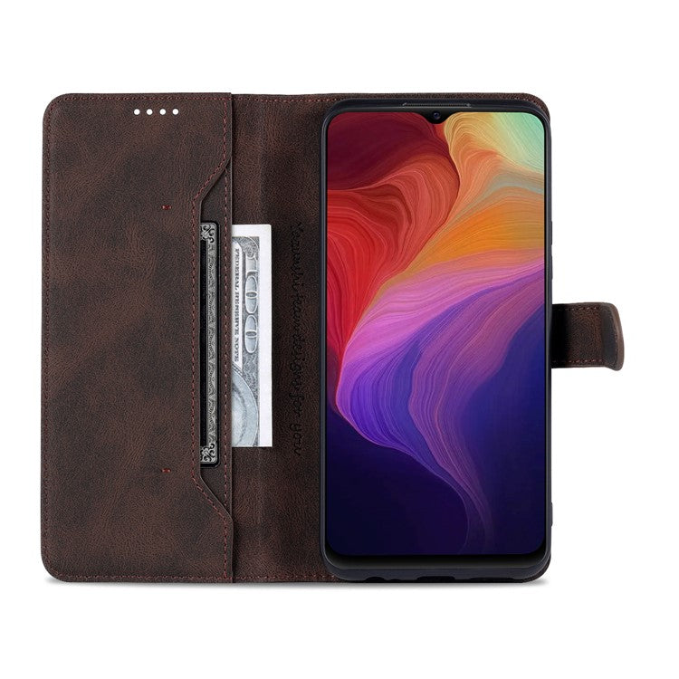 AZNS PU Leather Cover for vivo Y15a/Y15s, Shockproof Anti-scratch Wallet Stand TPU Interior Shell Case - Brown