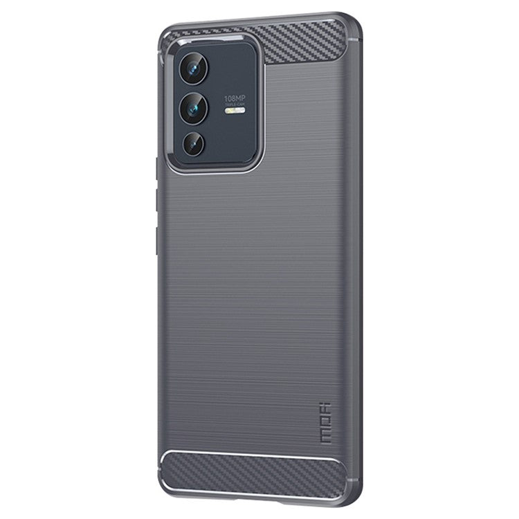 MOFI JK TPU Series-1 for vivo V23 5G/S12 Anti-collision Soft TPU Phone Case Brushed Carbon Fiber Protective Cover - Grey