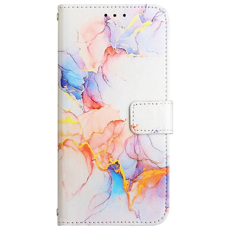 For vivo V21 4G/V21 5G YB Pattern Printing Leather Series-5 Marble Pattern Anti-fall Leather Stand Phone Case Wallet Cover - Milky Way Marble White LS004