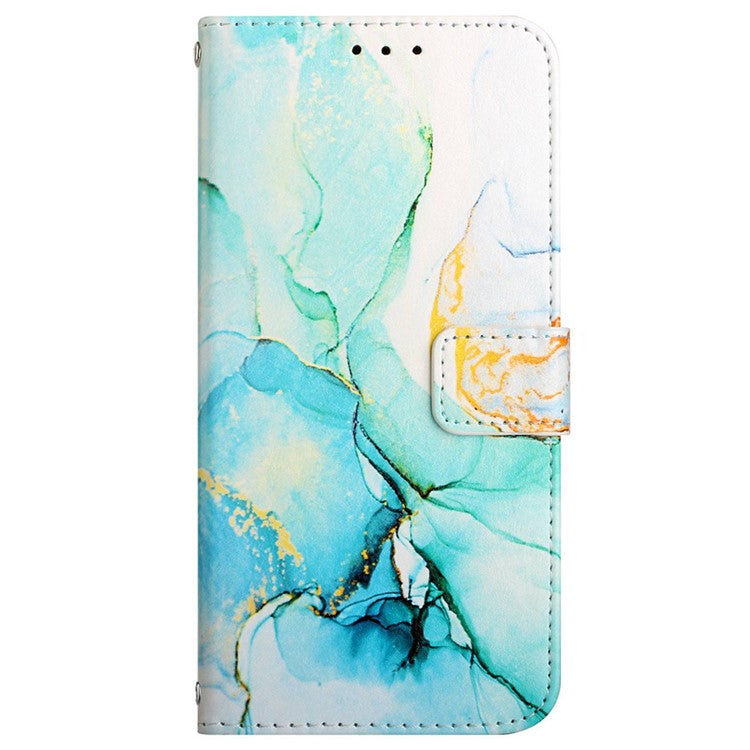 For vivo V21 4G/V21 5G YB Pattern Printing Leather Series-5 Marble Pattern Anti-fall Leather Stand Phone Case Wallet Cover - Green LS003