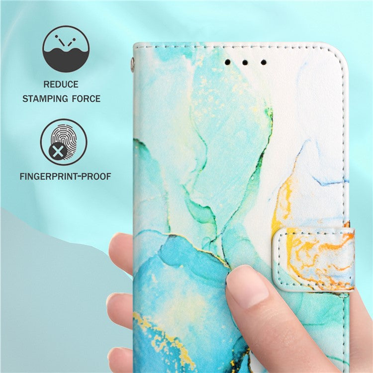 For vivo V21 4G/V21 5G YB Pattern Printing Leather Series-5 Marble Pattern Anti-fall Leather Stand Phone Case Wallet Cover - Green LS003