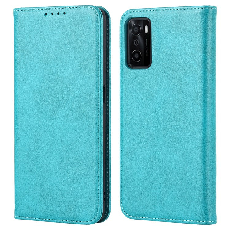 Textured PU Leather Wallet Case for Oppo A55s 5G, Magnetic Auto-absorbed Adjustable Phone Cover - Sky Blue