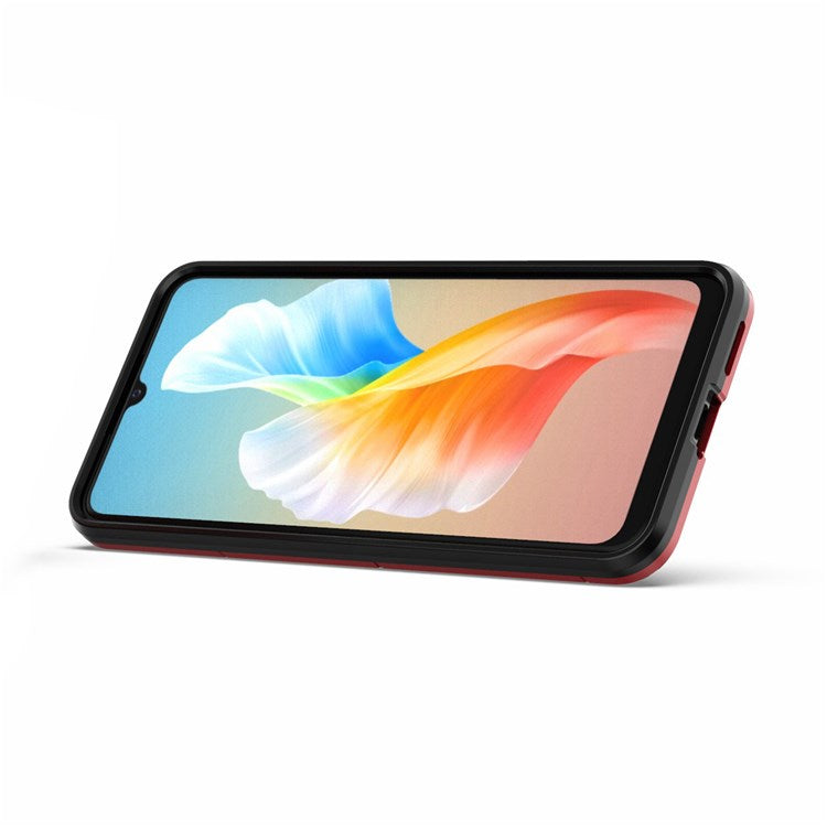 For vivo S10e Precise Cutout TPU+ Hard PC Case Foldable Ring Kickstand Anti-fall Cover - Red