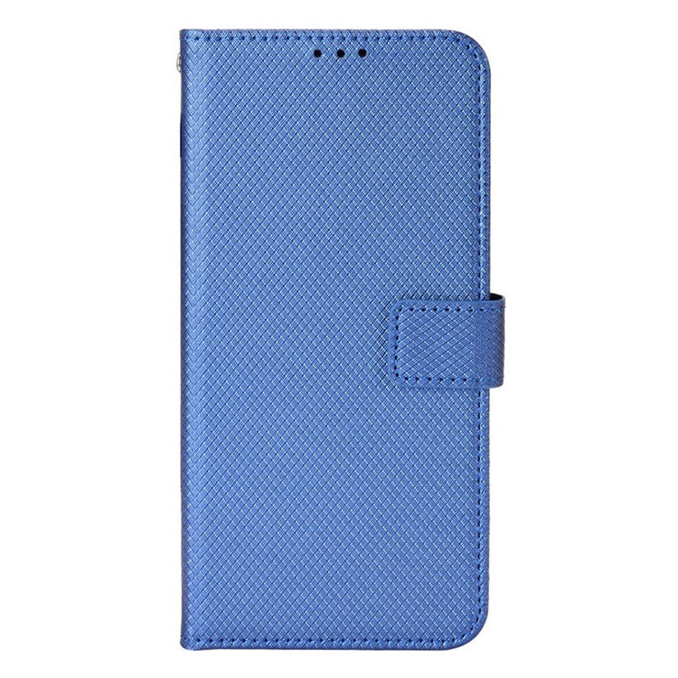 For vivo iQOO U5 Anti-fall Protection PU Leather Cover Diamond Texture Wallet Stand Magnetic Mobile Phone Case - Blue