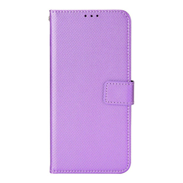 For vivo iQOO U5 Anti-fall Protection PU Leather Cover Diamond Texture Wallet Stand Magnetic Mobile Phone Case - Purple