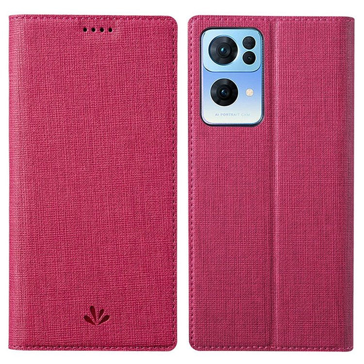 VILI DMX Series for Oppo Reno7 Pro 5G PU Leather Stand Card Holder Case Magnetic Auto-absorbed Protective Cover - Rose