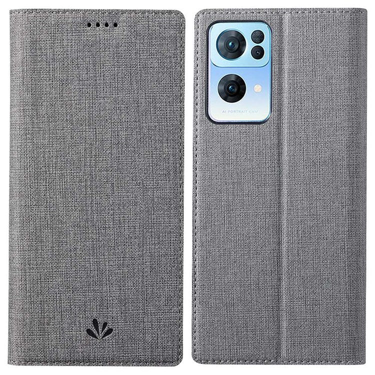 VILI DMX Series for Oppo Reno7 5G (Global)/Find X5 Lite PU Leather Magnetic Closure Stand Phone Case Card Holder Cover - Grey